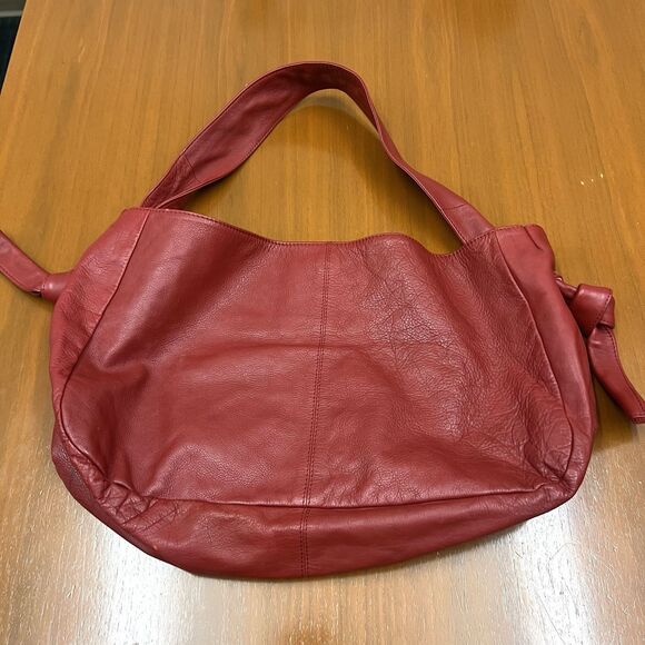 J.Jill Leather Hobo Slouch Tie Knot Large Red Handbag - Picture 10 of 16